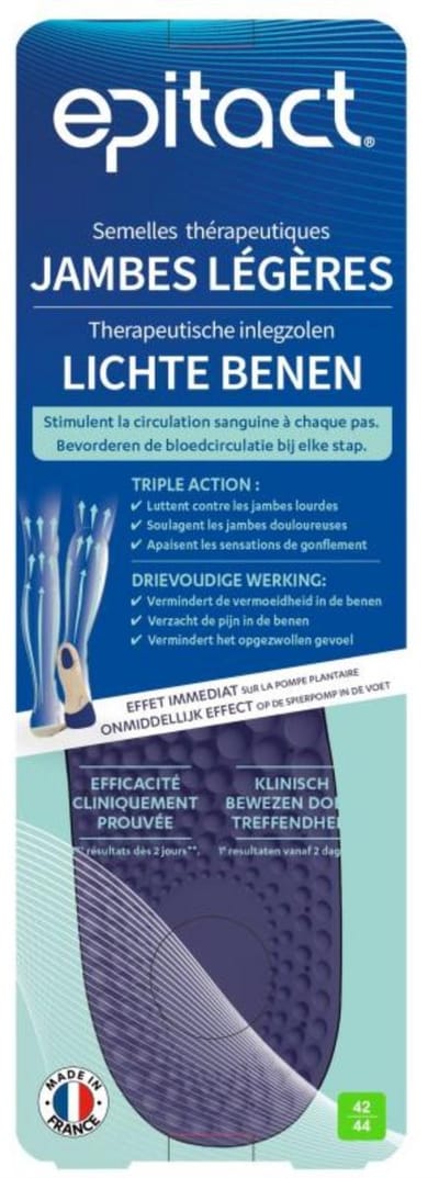Epitact Lichte Benen - Therapeutische Inlegzolen - Maat 42/44 - Voor Zware Benen - Stimuleert Bloedsomloop - 1 Paar