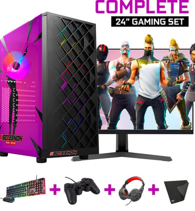 ScreenON - Complete Fortnite Gaming PC Set - X15899 - V1 ( Game PC X15899 + 24 Inch Monitor + Toetsenbord + Muis + Controller )
