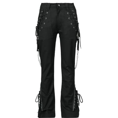 Gothicana by EMP - Gothic Stoffen broek - Grace broek met kettingen en veters - W27L30 tot W31L32 - voor Vrouwen - zwart