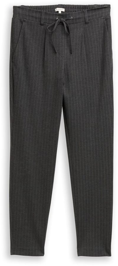 Tom Tailor - Loose fit broek met krijtstreep - Maat 42/30 - grey white pinstripe