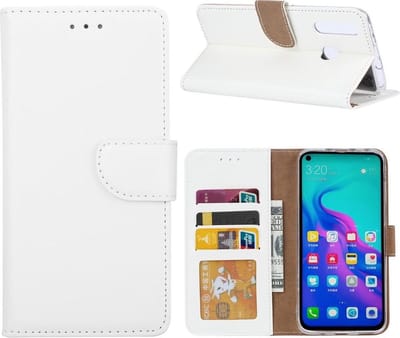 Bookcase Geschikt voor: Huawei Nova 4 - Wit- portemonnee hoesje