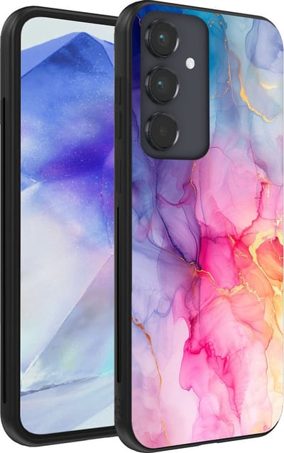 Smartphonica Telefoonhoesje geschikt voor Samsung Galaxy A55 met marmer opdruk - TPU backcover case marble design - Regenboog geschikt voor Samsung Galaxy A55