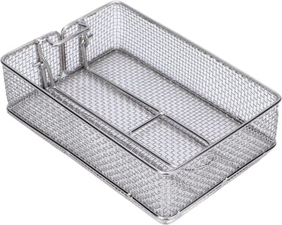 Frituurmand RVS - Keukenmand Zeef - Frituren en Afgieten - Afneembare Handgreep - 17.5x12x5 cm - Zilverkleurig