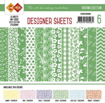 Card Deco Designer Sheets Spring Edition groen - 15 x 15cm