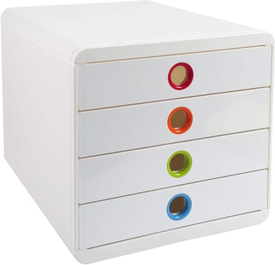 Dailygoody - Ladebox - Bureau-organizer - Wit - 4 gesloten laden - A4+ documenten - Praktische bureau-oplossing - Ideaal voor kantoor