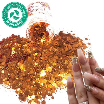 Chunky Glitters (Oranje) [Volume 8g - Festival Glitter Outfit Nagel Decoratie Versiering - Manicure Kunstnagels Nepnagels Acryl Nagels - Kinderen Volwassenen Dames Glitters]