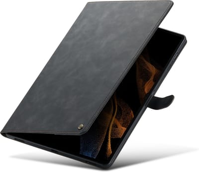 Casemania Hoes Geschikt voor Samsung Galaxy Tab S8 Ultra Charcoal Gray - Book Cover