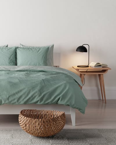 Mistral Home - DEKBEDOVERTREK - gewassen katoen - 140 x 200 cm + 65 x 65 cm - eenpersoons - bicolor - groen