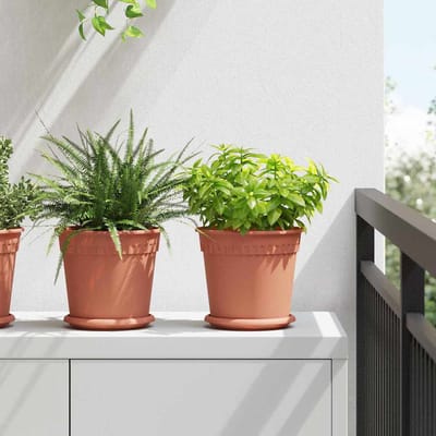 vidaXL - Ronde - Bloempot - 6 - st - Baksteenrood - Ø - 19 - x - 16,5 - cm - Kunststof