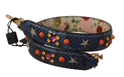 Dolce & Gabbana Elegante Blauwe Python Leren Tas Vrouwenriem