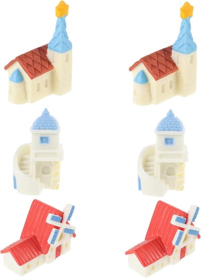 Miniatuur Huisjes - Sprookjesfiguren Decor - Poppenhuis Decoratie - Gedetailleerd Ontwerp - 6 Stuks - Diverse Kleuren