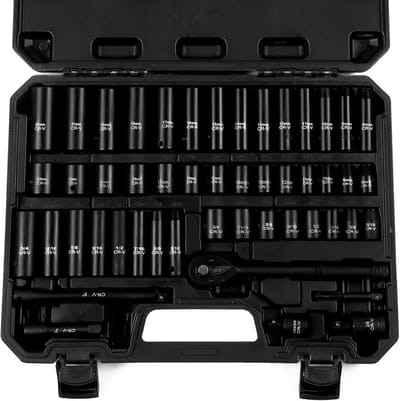 50-delige 3/8" Doppenset Inclusief Metrische & SAE Maten, Diepe & Ondiepe Doppen, Ratelsleutel en Accessoires