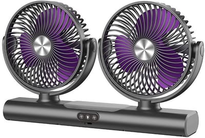 Ventilatoren-Duo Tafelventilator met LED Verlichting - Dubbele Kop Luchtcirculator - Automatische Oscillatie - Wandventilator en Bureauventilator 2-in-1 - USB Oplaadbaar - Ultra Stil voor Slaapkamer en Kantoor