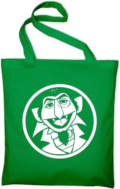 Stevige Jute en Katoenen Tas met Leuke Graf Reis Motieven - Groen 38x42 cm
