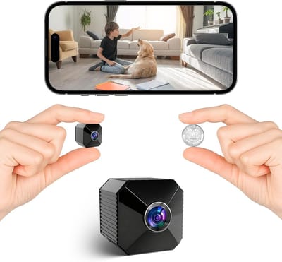 4K Mini Draadloze Beveiligingscamera - 6 uur Batterijduur - Geen-glans Nachtvisie - Bewegingsmeldingen - Dubbele Opslag - Compacte Nanny Cam voor Thuis en Kantoor