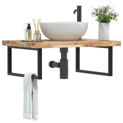 vidaXL - Badkamer - wandschap - staal - en - massief - acaciahout