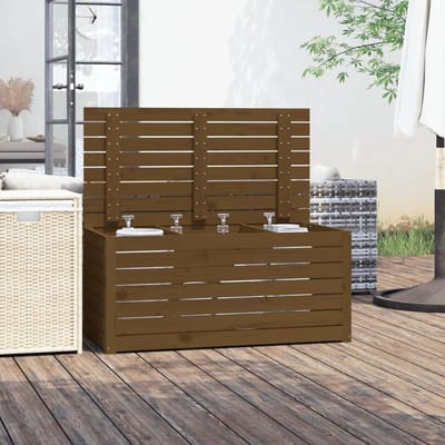 Tuinkist Met Opbergruimte - Kussenbox Hout - Tuin Terras Balkon - Massief Grenenhout Robuust - 101x50x46cm - Honingbruin