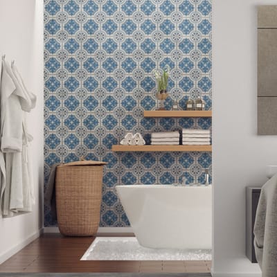 Zelfklevende tegelmuurstickers voor keuken en badkamer - 60 cementtegelstickers, Azulejos Mina-stijl - 60 stickers, 20x20 cm