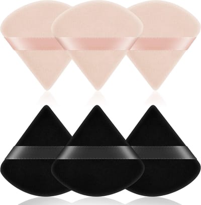 Set van 6 Driehoekige Make-up Poederkwasten, Wasbare en Herbruikbare Sponsen voor Poeder en Foundation, Perfect voor Blush en Make-up Tools