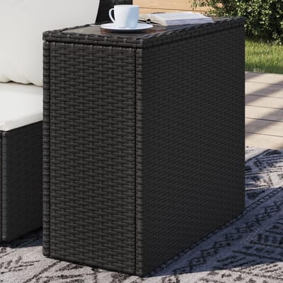 Tuinbijzettafel - Terrastafel Bistrotafel - Buiten Zitten - Gehard Glazen Blad - 58 x 275 x 55 cm - Zwart