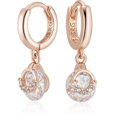 Rosegoud Kleur Druppel Oorbellen Voor Vrouwen Mode Wit Natuurlijk Zirkoon Accessoires Dagelijkse Fijne Sieraden Kristal Cadeau beige