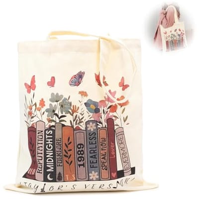 Lonimia Stoffen tas bedrukt, TS Album geïnspireerde draagtas dames, TS canvas tote bag stoffen tas esthetische draagtassen katoenen tas linnen tas cadeau muziekliefhebbers