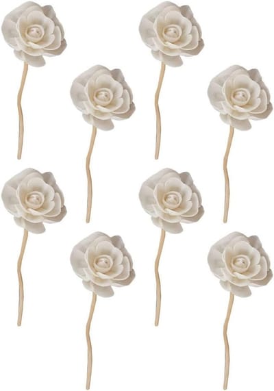 Set van 8 Geurende Rietdiffusers met Rozenbloesem en Houten Sticks voor Aromatherapie, Herbruikbare Navullingen en Rietstokjes