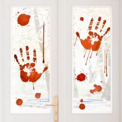 Raamsticker Halloween - Bloederige Handen Rood