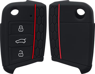 kwmobile autosleutel hoesje geschikt voor VW Golf 7 MK7 3-knops autosleutel hoes - Siliconen autosleutel behuizing - Auto sleutel case met honingraat - Sleuteletui in zwart