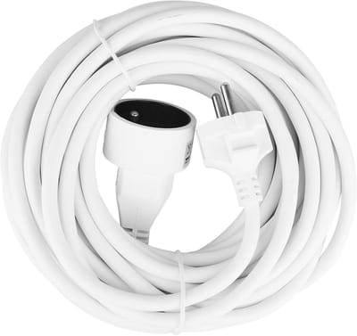 SnelShoppen - Verlengkabel 10 m, 16 A, 1 stopcontact 2P+T, HO5VV-F 3G1,5 mm², 3880 W, Wit met Kinderbeveiliging - Ideaal voor Thuis, Tuin, Camping, Ke