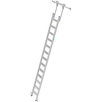 Kastenladder met treden, aluminium, verrijdbaar, 13 treden