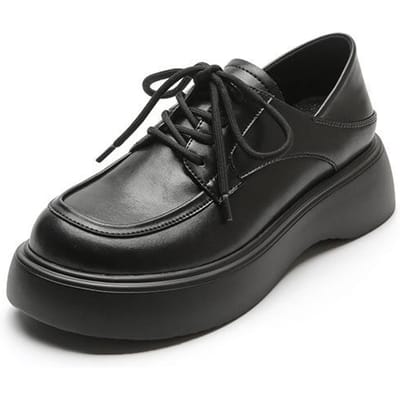 Dames Lente Kleine Leren Schoenen Leuke Stijl Instapper Ronde Neus Strik Dikke Zool Muffin Dikke Zool Enkele Schoenen Dames 38