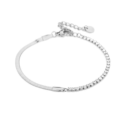 Bijoutheek Armband (Sieraad) Armband Slang En Strass Zilver