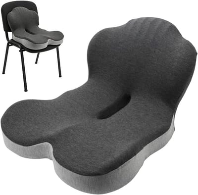 Ergonomisch Zitkussen met Lendensteun, Geheugenfoam Rugsteun voor Kantoorstoel en Auto, Pijnverlichting bij Sciatica en Rugklachten, Comfortabel en Ondersteunend Kussen