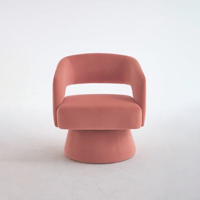 Roze draaistoel - Fluwelen accentstoel - Roze stoel met open rug - 68x66x75 cm - 360 graden draaibaar - Woonkamer en slaapkamer Roze
