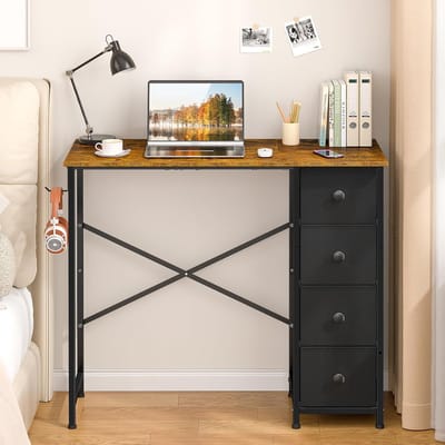 Compact Schrijfbureau met 4 Opbergvakken - Ideaal als PC-Bureau voor Thuiskantoor, Slaapkamer of Kinderkamer