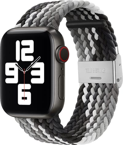 Stravo Gevlochten Nylon Bandje - Geschikt voor Apple Watch 42mm (Series 11/10), 41mm (Series 9/8/7), 40mm (Series 6/5/4/SE 1/2/3), 38mm (Series 3/2/1) - Verstelbaar elastisch Apple Watch Horlogebandje met gesp - MIx kleuren C