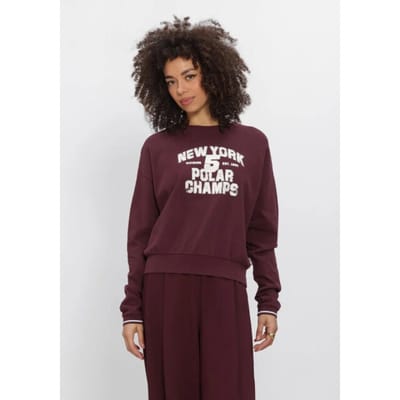 Penn & Ink W26f1941 351-5 penn en ink sweater print aubergine ecru