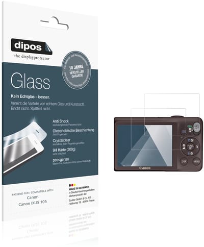 dipos – 2x Pantserfolie geschikt voor Canon Canon IXUS 105 | 9H Screenprotector