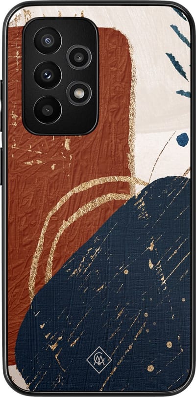 Casimoda® hoesje - Geschikt voor Samsung Galaxy A52 5G - Abstract Terracotta - Zwart TPU Backcover - Geometrisch patroon - Multi