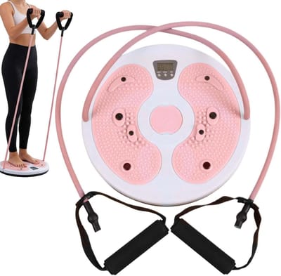 Taille Draaischijf - Buik Torsieboard - Core Training - Met Calorieënteller - 28 cm Diameter - Roze Wit