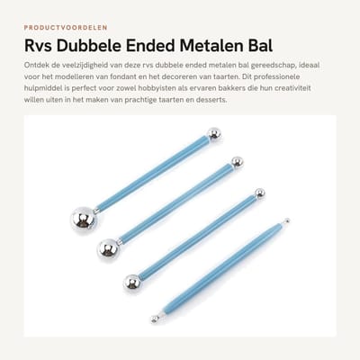 Dailygoods- Modellering Tool RVS - Dubbele Eindige Bal - Gereedschap - Fondant Decoreren - Cake DIY - Stijlvol Ontwerp