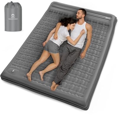 Zelfopblazende campingmat 12 cm dik, 2-persoons luchtmatras met voetpomp, ultralicht en verbeterde ondersteuning voor outdoor activiteiten