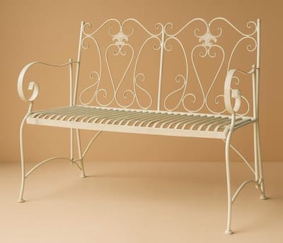 Tuinbank Ijzer - Buitenbank Metaal - Genieten van de tuin - Handgemaakt Shabby Chic - 113 cm breed - Wit