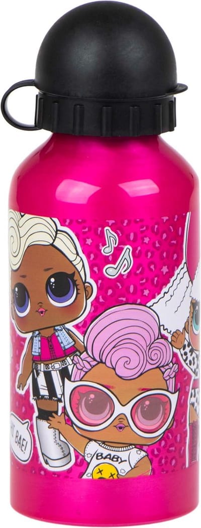 L.O.L. Surprise Aluminium Drinkfles - 400 ml - Lichtgewicht – Lekvrije schroefdop – Drinkfles voor kinderen – Roze/Zwart