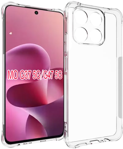MobyDefend Hoesje - Geschikt voor Motorola Moto G37 / G47 - Transparante Shockproof TPU Backcover - Verstevigde Hoeken - Volledig Doorzichtig