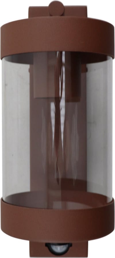 Olucia - MUSA - Buitenwandlamp met bewegingssensor - Roestkleurig / Transparant - Vorm: Rechthoek