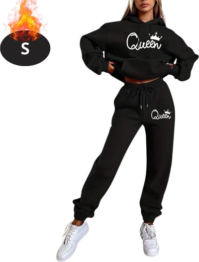 Nivard Joggingpak - Huispak - Volwassenen - Trainingspak - Comfortabel - Joggingsbroek - Tracksuit - Dames - Winter - Zwart - S