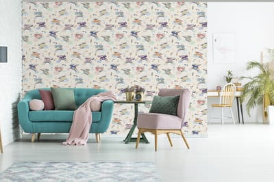 Behang - Fotobehang Unicorn - Regenboog - Patronen - Breedte 275 cm x hoogte 220 cm