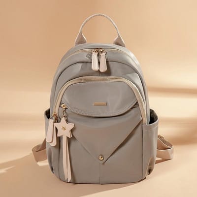 Kleine Design Rugzak Dames Trend Grote Capaciteit Oxford Doek Rugzak Eenvoudige Vrije Tijd Reistas beige